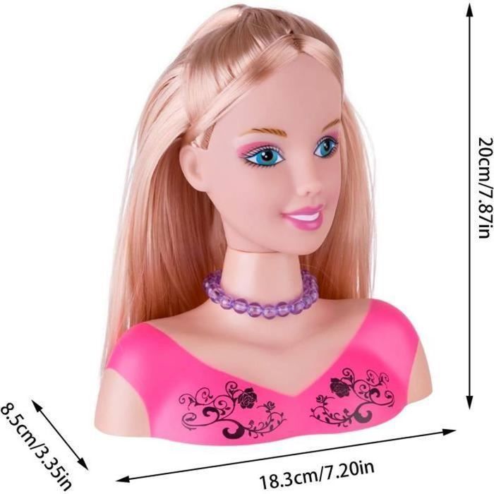Cabeza para peinar y maquillar - Cabeza para peinar de 45 piezas con accesorios para el cabello - Regalo de juego de imitación para niñas
