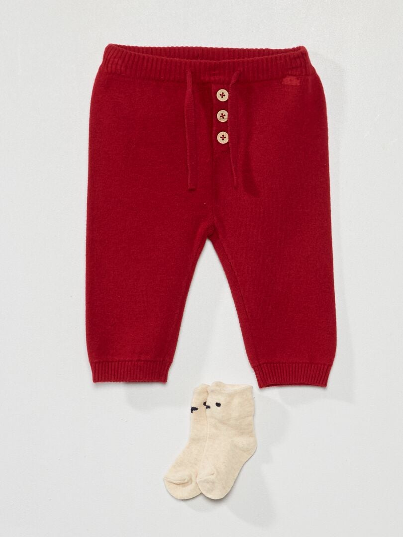 Pantalones de punto + calcetines - Rojo
