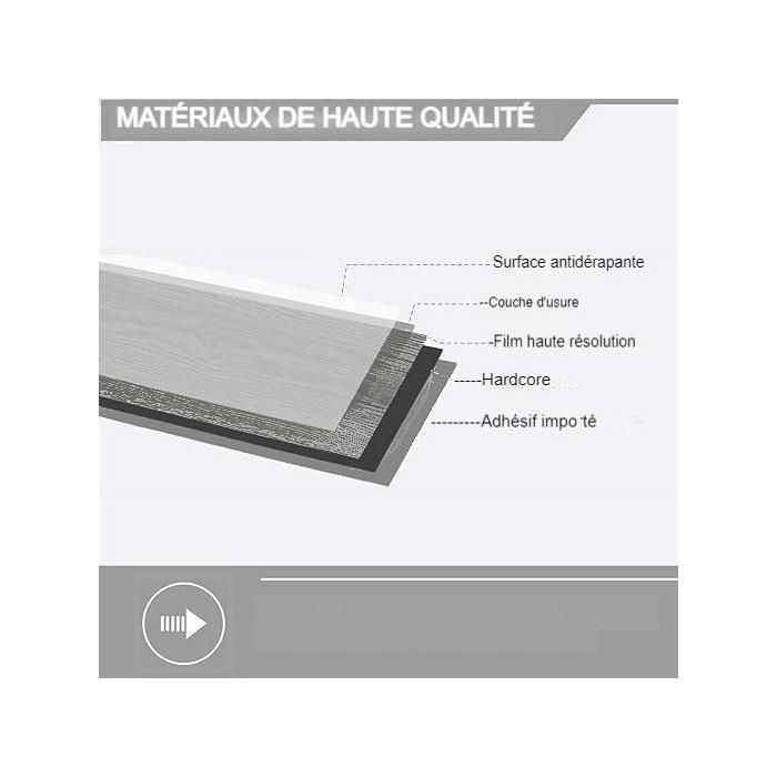 Revêtement de sol PVC - Dalles autocollantes - 5,02 m² - pour Salle à Manger - Imperméables - 36 pièces - Gris clair