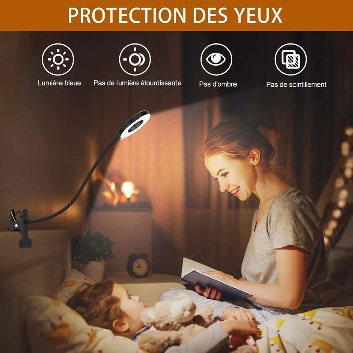 Lampe de Bureau - OTBACT - Modèle à Pince - 48 LED - 3 Modes d’Éclairage - 10 Niveaux de Luminosité