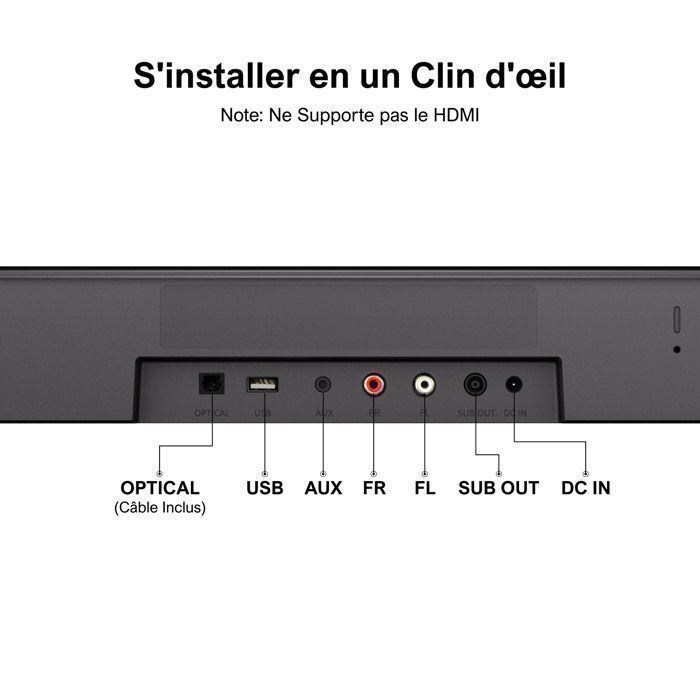 ULTIMEA Barre de son virtuelle 7.1 Channel Surround avec Subwoofer - 330 W - App Contrôle - Bluetooth/OPT/AUX - Aura A40