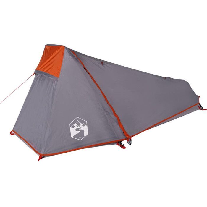 Tienda de campaña VIDAXL - Tipo túnel - 1 persona - Impermeable - Gris y naranja
