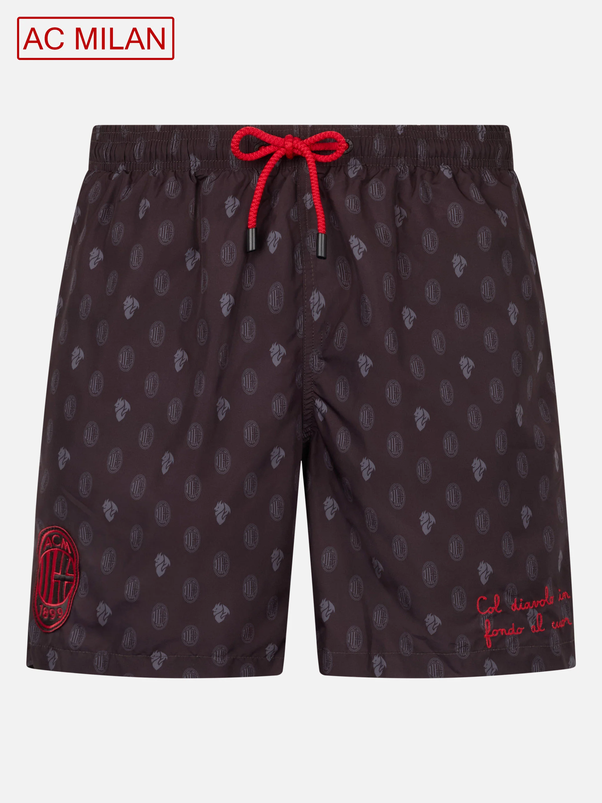 Man Lighting Swim Shorts | Milan Logo Print & Patch | AC Milan Special Edition | Quick Drying | Lightweight Fabric | MC2 Saint Barth