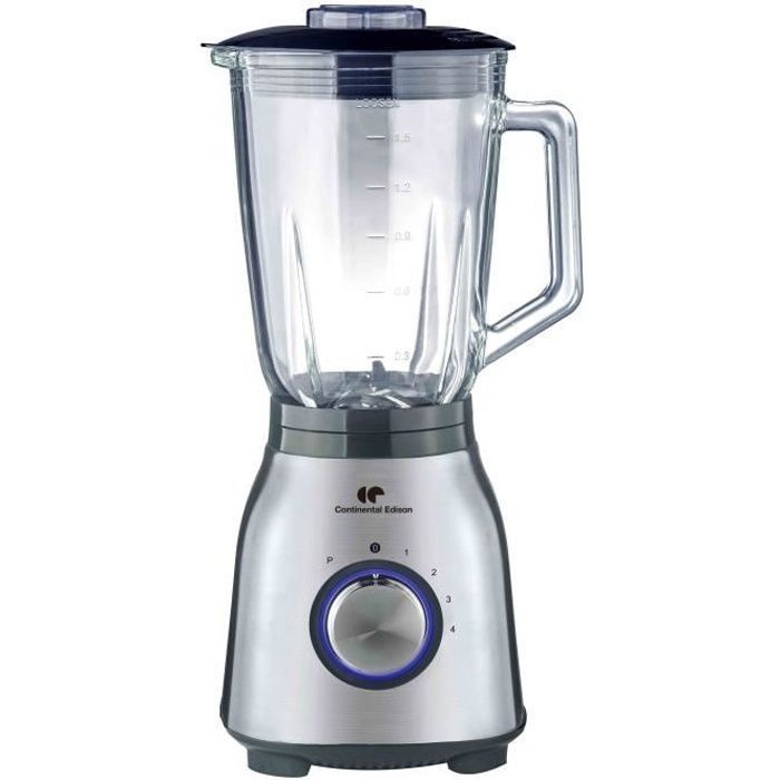 Batidora Continental Edison CEBL1000IN de acero inoxidable, 1000 W, recipiente de vidrio de 1,5 L.