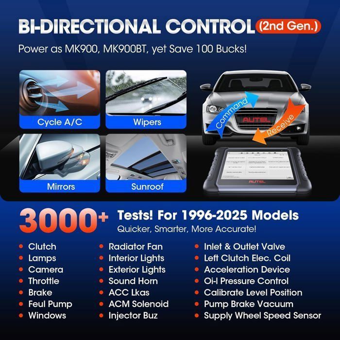 Diagnostic Tool - Autel - MK808S - OBD2 - Universal - System Reset