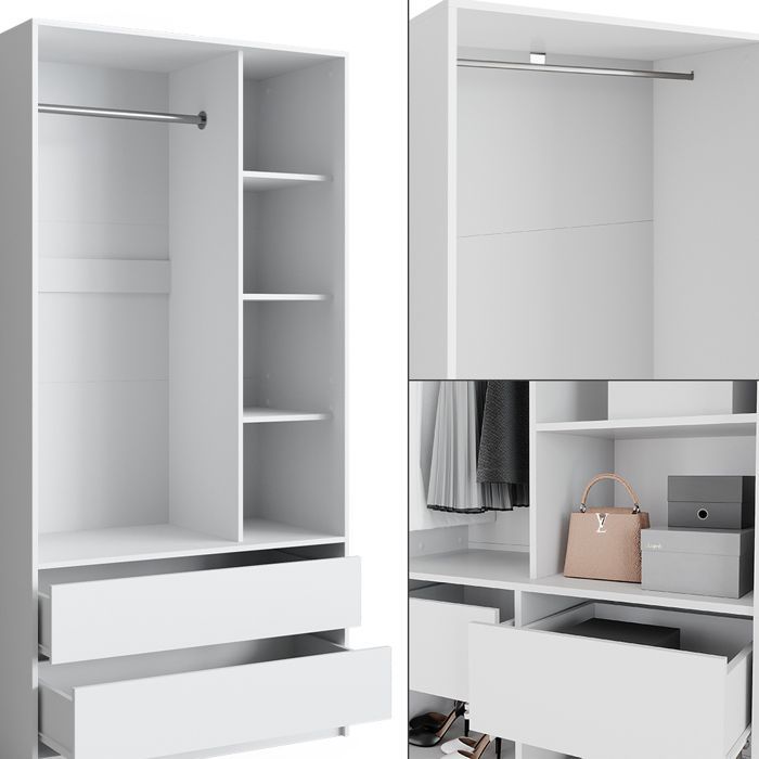 Armoire à vêtements Elmo 280x200cm Lot de 3 Blanc Vicco 50205