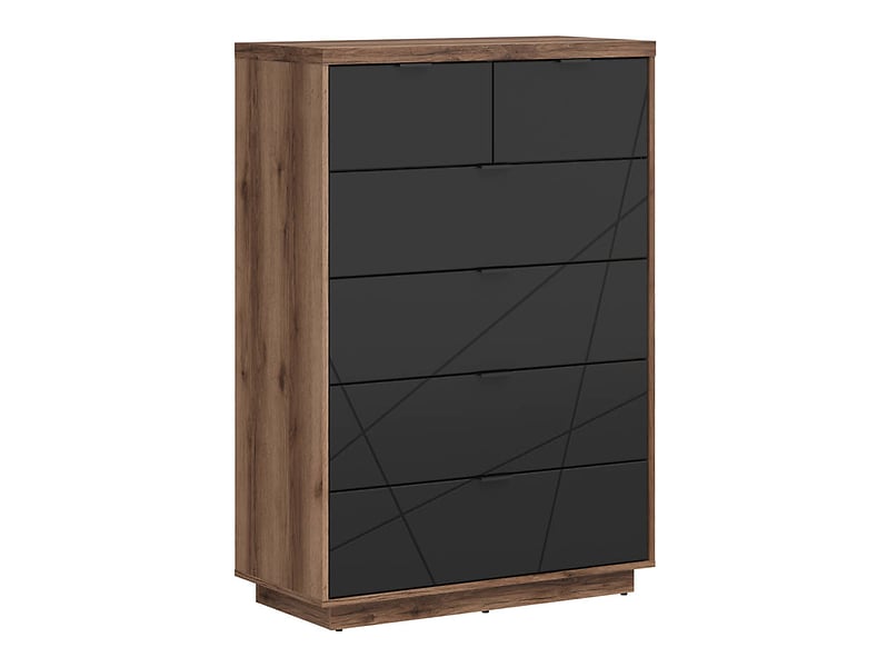 Komoda Forn 90 cm z 6 szufladami dąb delano ciemny/czarny mat