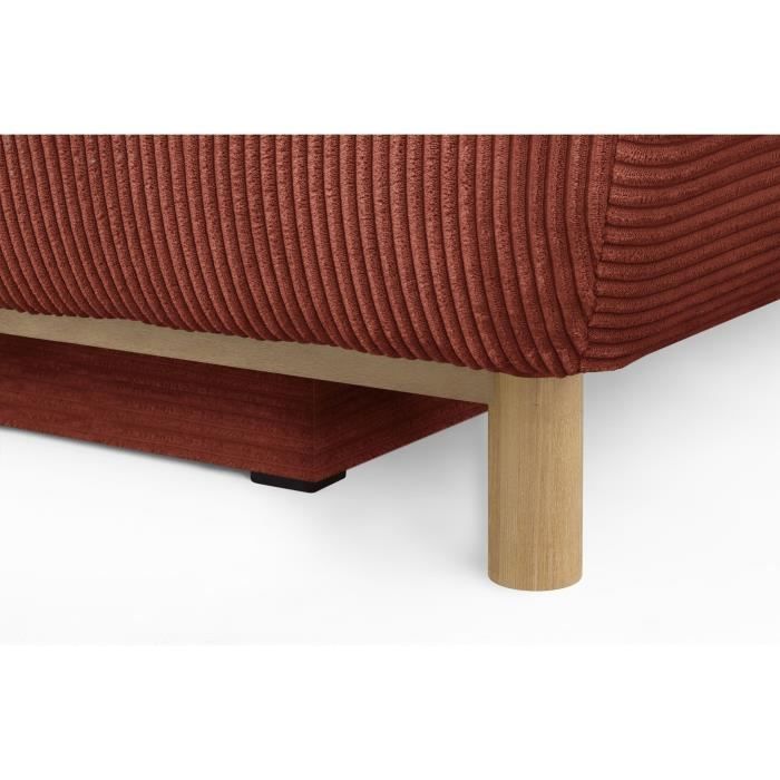 Sofá convertible de 3 plazas - MIKA - Pana color terracota - Compartimento de almacenamiento - Ancho 192 x Alto 84 x Profundidad 93 cm