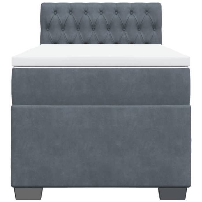 Struttura letto con materasso - Maison Exclusive - 90x200 cm - Velluto grigio scuro - Massimo relax