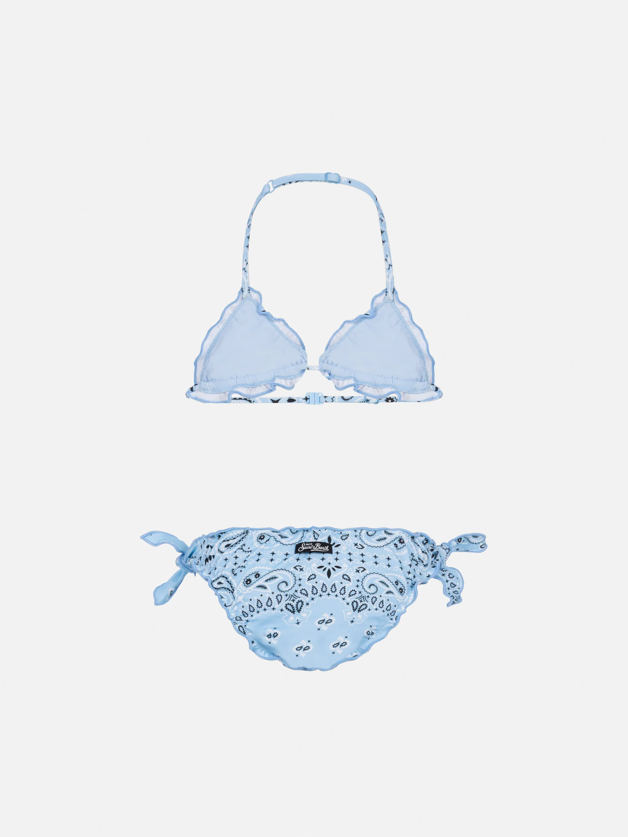 Bikini een klassieke triangolo Cris con stampa bandana azzurra