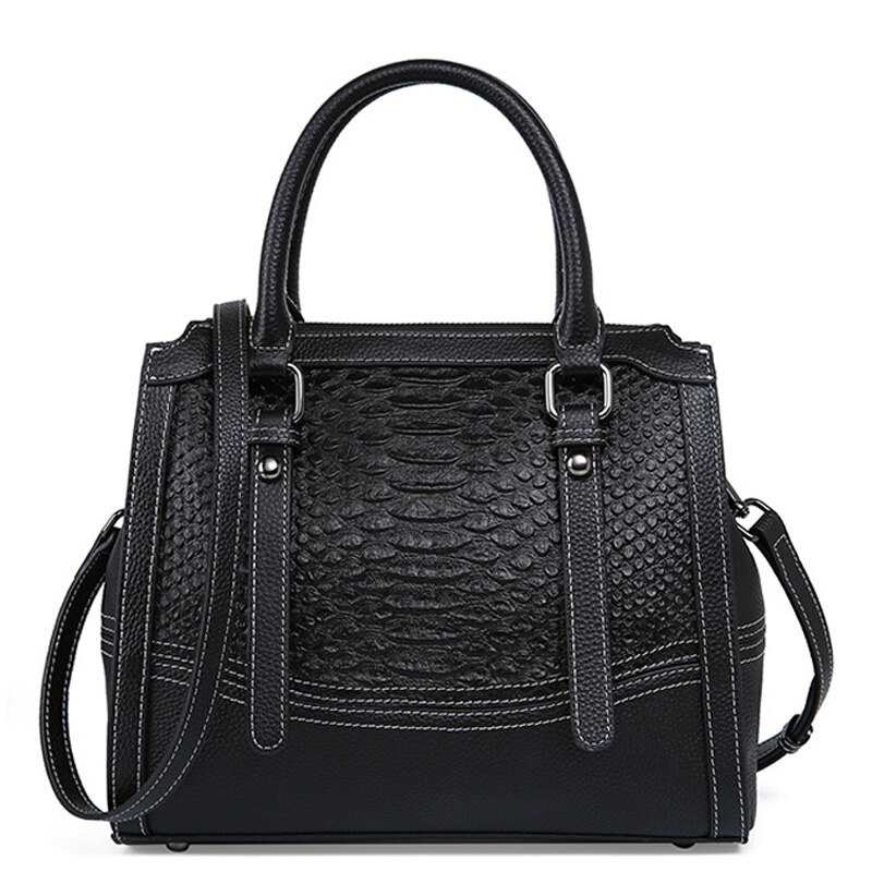 Sac à main élégant pour femme, idéal pour le printemps. Sac bandoulière en cuir de vachette souple, grande capacité, avec poignée supérieure, noir.