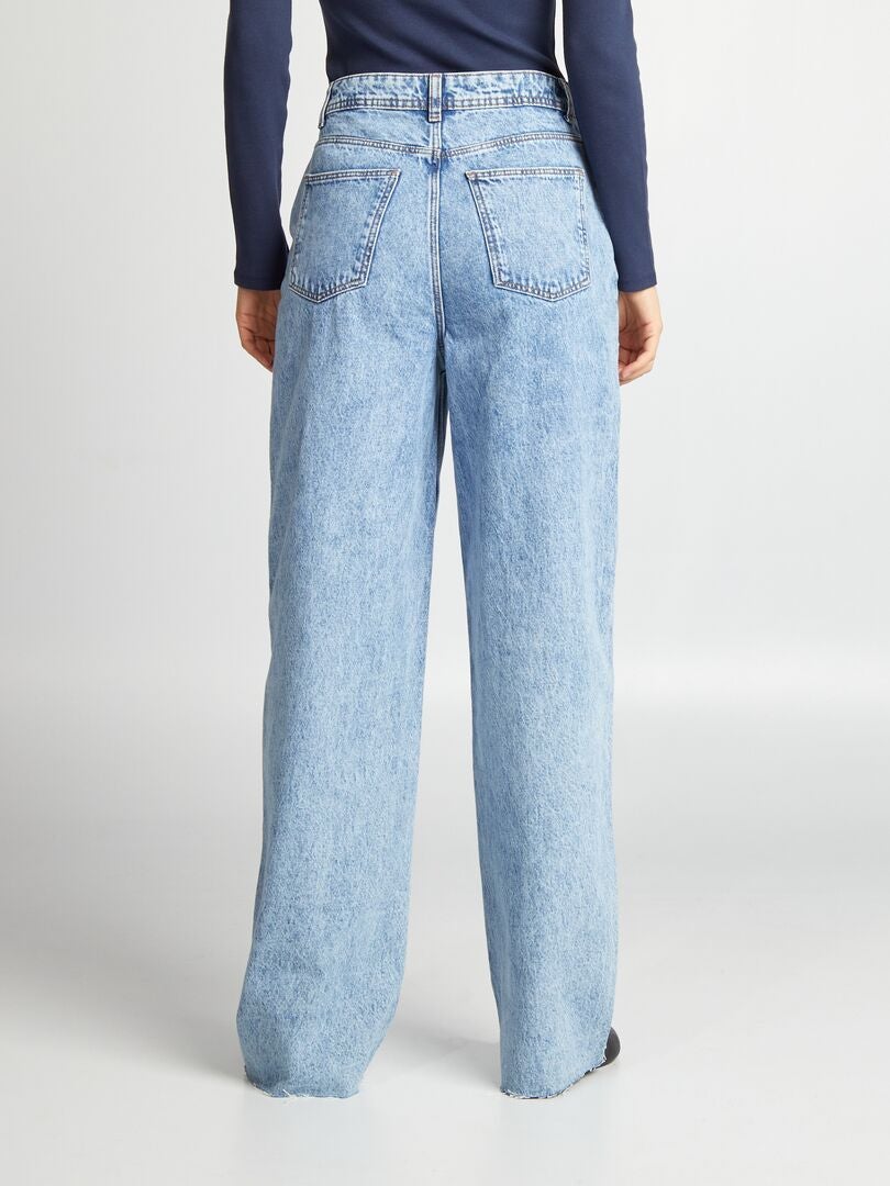 Calça jeans de perna larga - AZUL