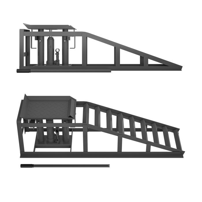 2-delt billiftrampe | Køretøj | Hydraulisk | Justerbar fra 290-397 mm | 2 tons | Sort