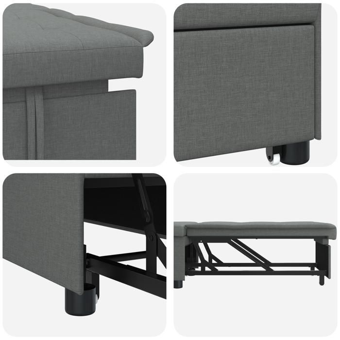 309685& Canapé-lit 3-en-1,Lit banquette,convertible - Style Néo, Tissu Gris Foncé