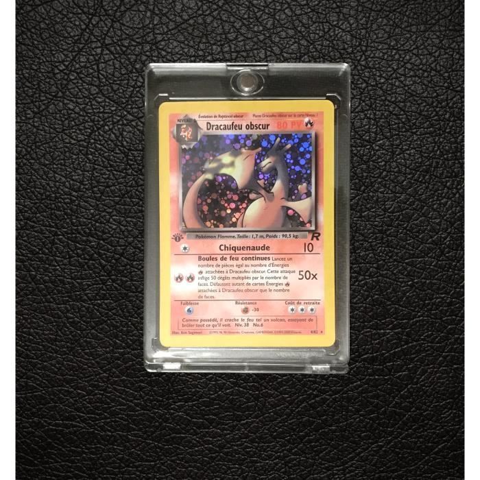 Fanmade Pokémon-Karte Dunkles Glurak, 1. Auflage, holografisch, 4/82, Team Rocket, neuwertig, Geschenkbox