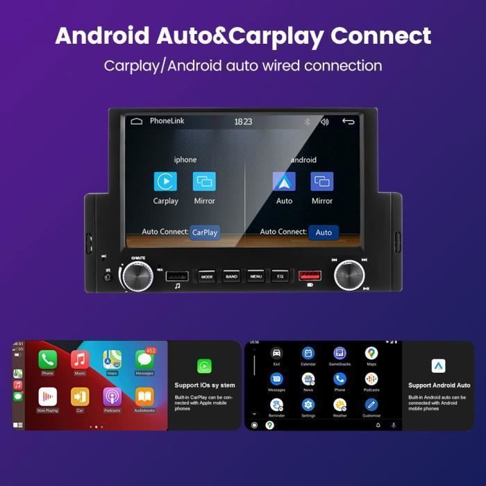GEARELEC 6,2-Zoll-Autoradio mit CarPlay, Android Auto, Bluetooth, FM-Radio und Rückfahrkamera