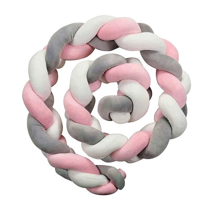 NUANJIA 3M Baby Crib Bumper, Braided Snake Cushion, Velvet Crib Bumper for Newborns, Bed Sleep