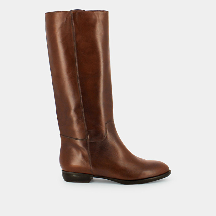 Bottes plates  en cuir cognac