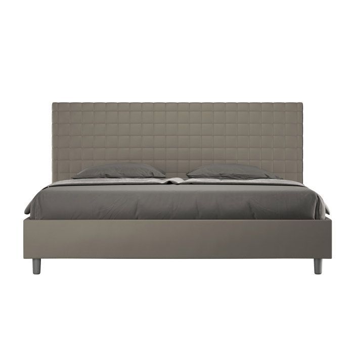 Lit king size coffre rembourré 200x210  similicuir cappuccino Sunny
