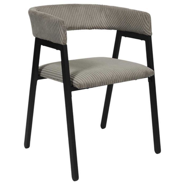 Juego de 2 sillas de comedor de diseño en metal y pana color topo - AMORY