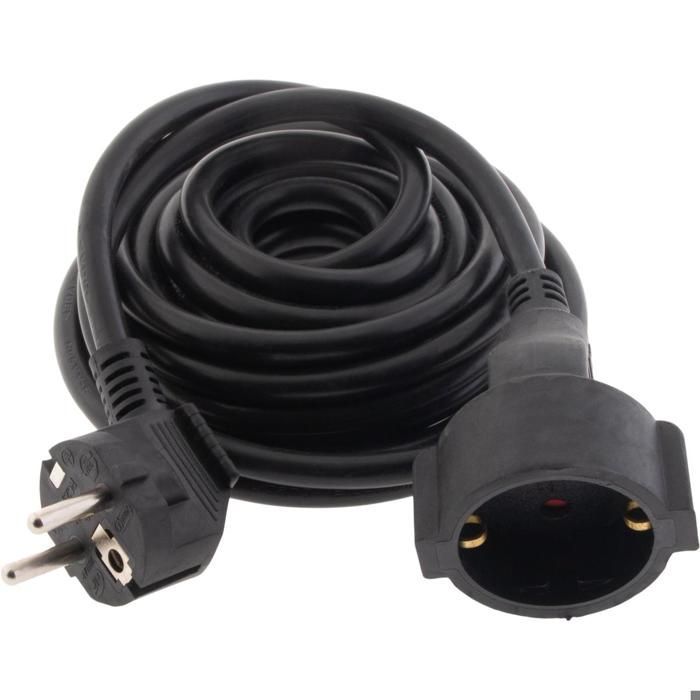 Cable de extensión Schuko HO5VV-F 3G1.5mm² 10m - negro - Zenitech