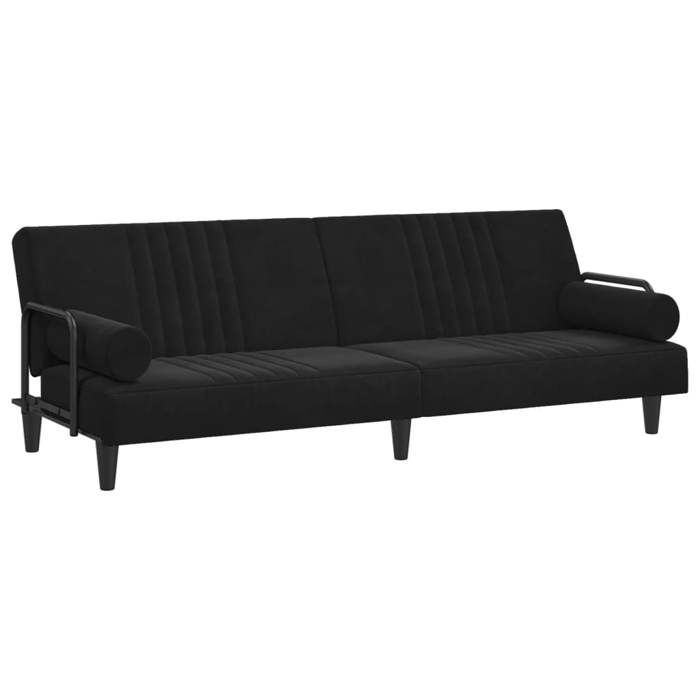 vidaXL Canapé-lit avec accoudoirs noir velours 351898