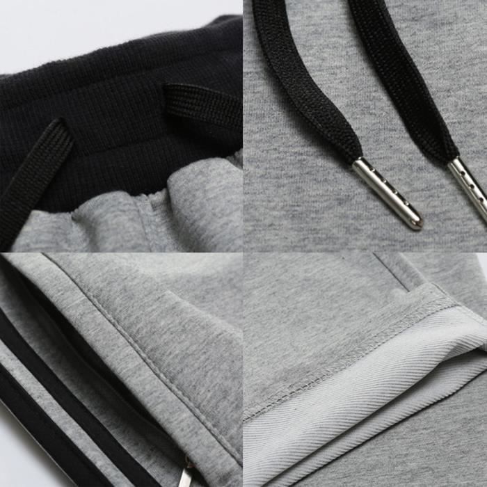 Pantalones deportivos de rayas para hombre - Negros - Pantalones deportivos de algodón para correr y hacer ejercicio