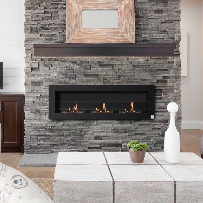 Chimenea de bioetanol - HOMCOM - de pared - 3 quemadores, capacidad total de 3 litros - aproximadamente 3 horas de duración - acero inoxidable negro