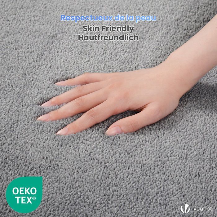VOUNOT® Tapis de salon poils ras doux antiderapant 200x300cm uni gris