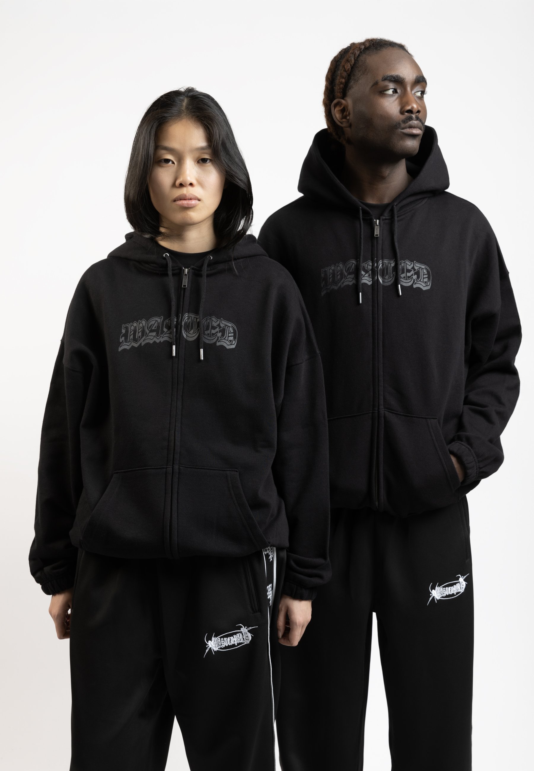 Sweat-shirt zippé Wasted Paris UNISEXE - noir