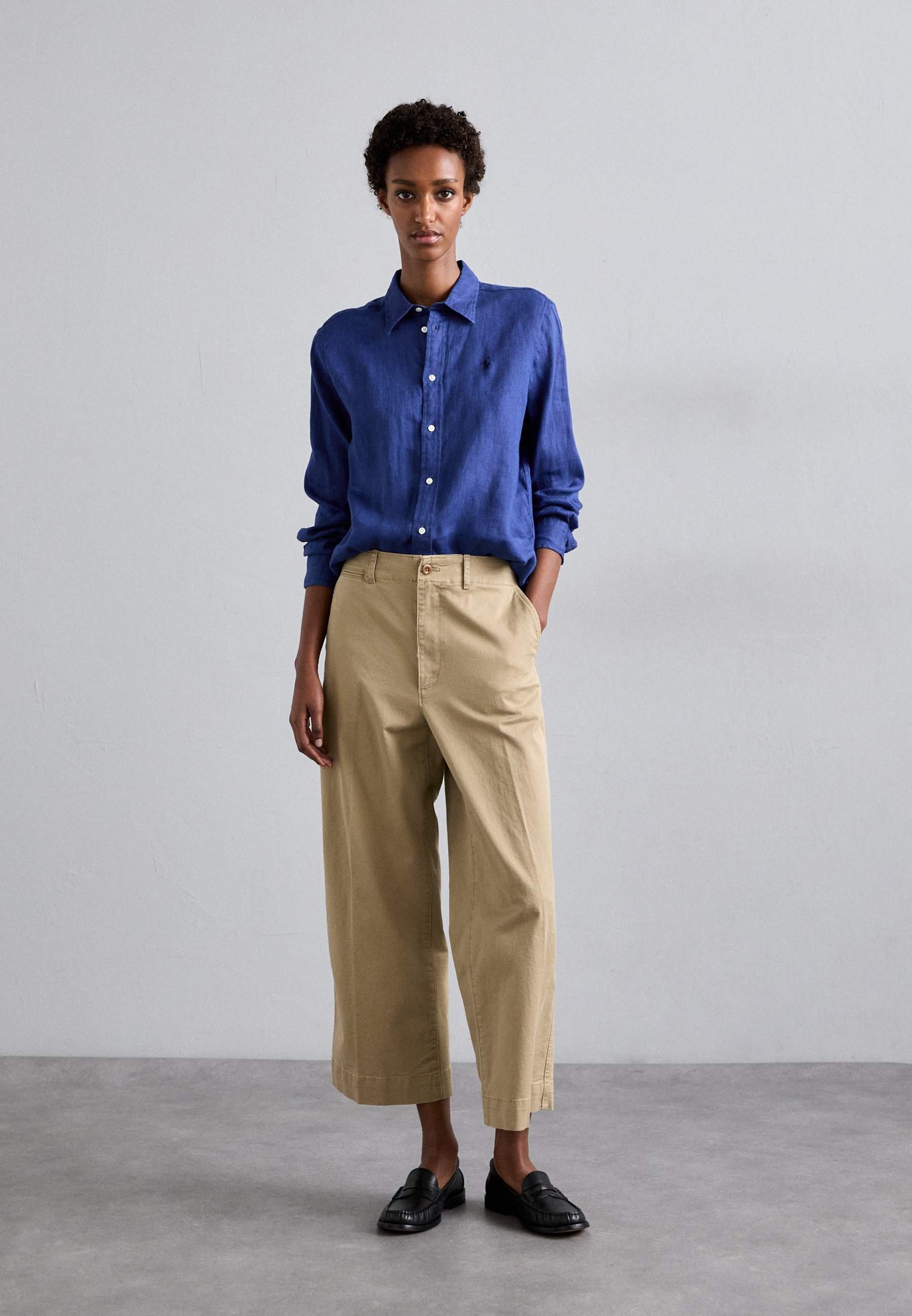Camicia in lino Polo Ralph Lauren CLASSIC FIT - con bottoni - blu gemma