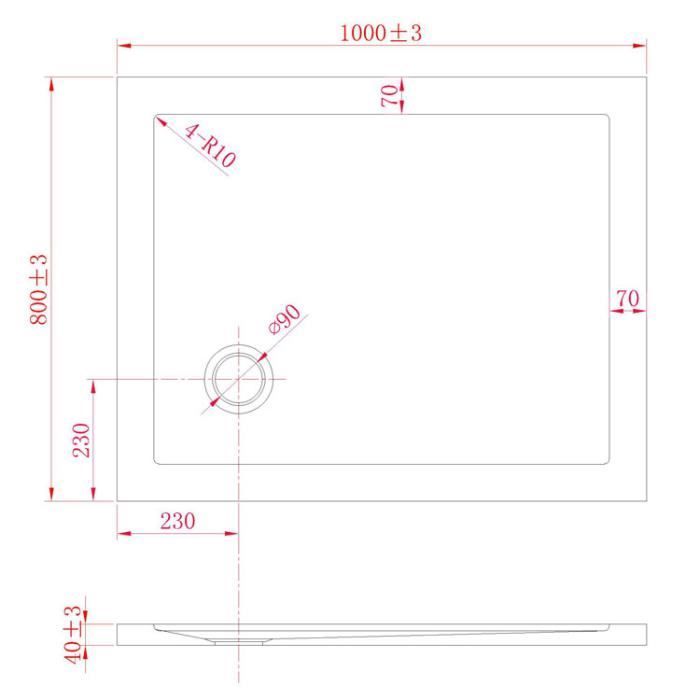 Receveur de douche extra plat 80x100 cm en acrylique anthracite - Modèle Solid UltraSlim