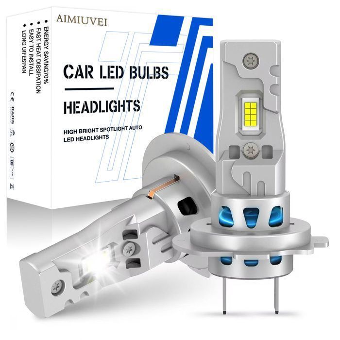 AIMIUVEI 2 bombillas LED H7 para faros delanteros, 30000LM, 120W, 6500K, luz blanca, para coche, reemplazo de lámparas halógenas y de xenón.