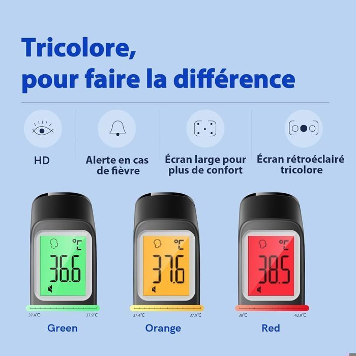 Thermomètre Infrarouge Frontal Sans Contact Médical Numérique - Lecture Précise pour Bébé en Noir