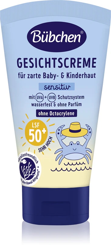 Bübchen Sensitive Sun Protection Face Cream SPF 50+ Zaščitna krema za obraz za otroke SPF 50+