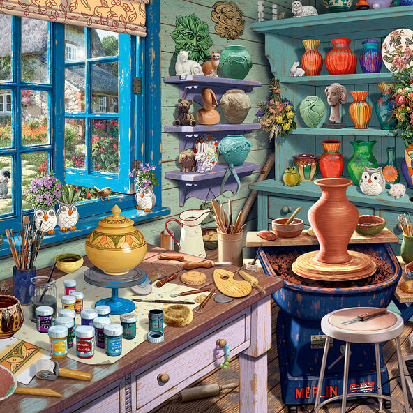 Geheime puzzels van 1000 stukjes, atelier van de kunstenaar