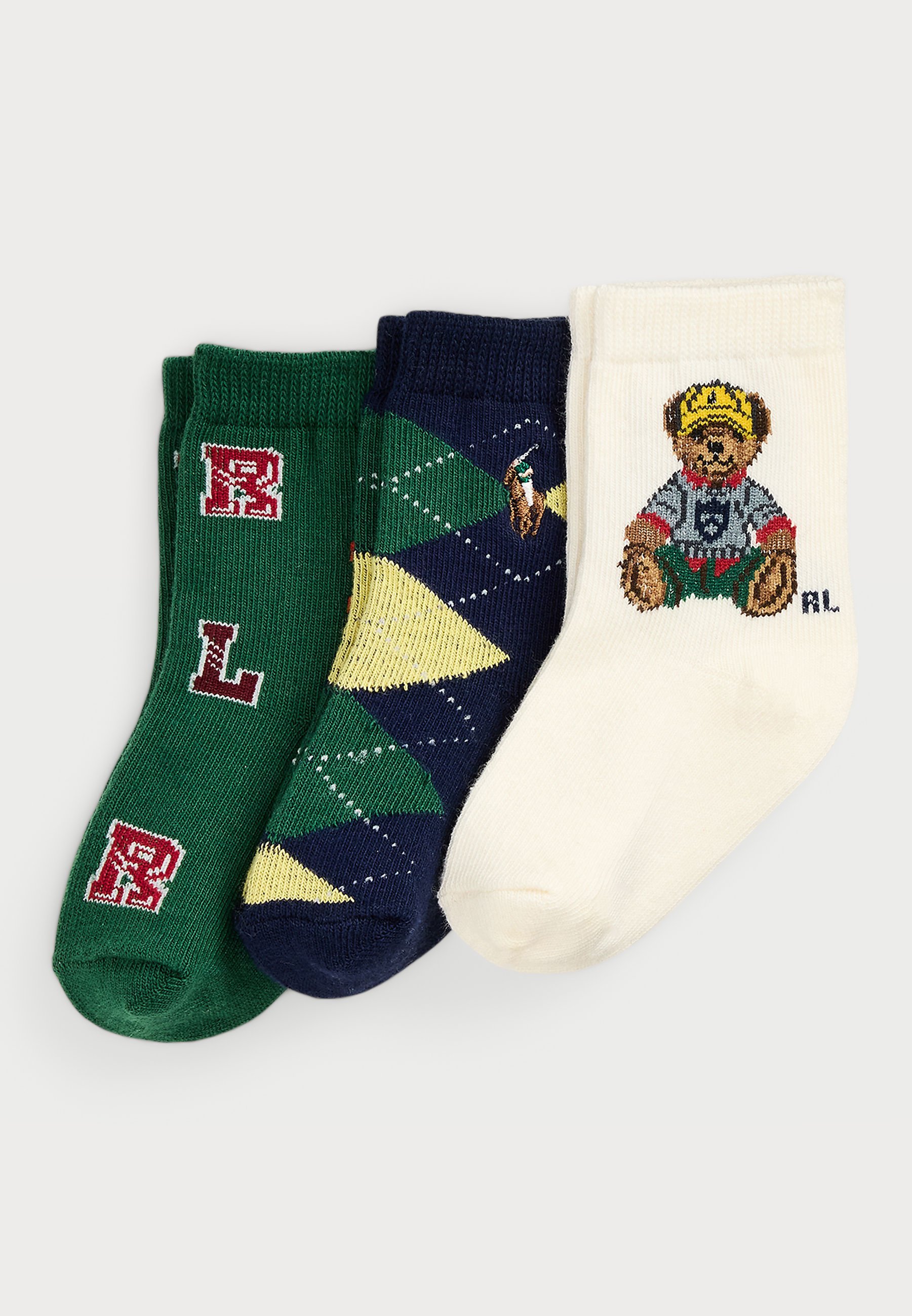 Polo Ralph Lauren POLO BEAR CREW SOCK LOT DE 3 UNISEXE - Chaussettes - ivoire/marine/vert