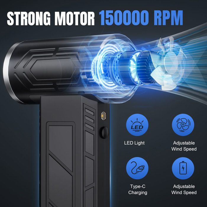 Aspiradora de mano inalámbrica TANBABY - 3 velocidades - Recargable por USB - Compacta - Multifuncional