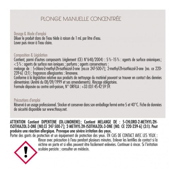 Liquide vaisselle plonge concentrée BRIOXOL - bidon de 5 litres