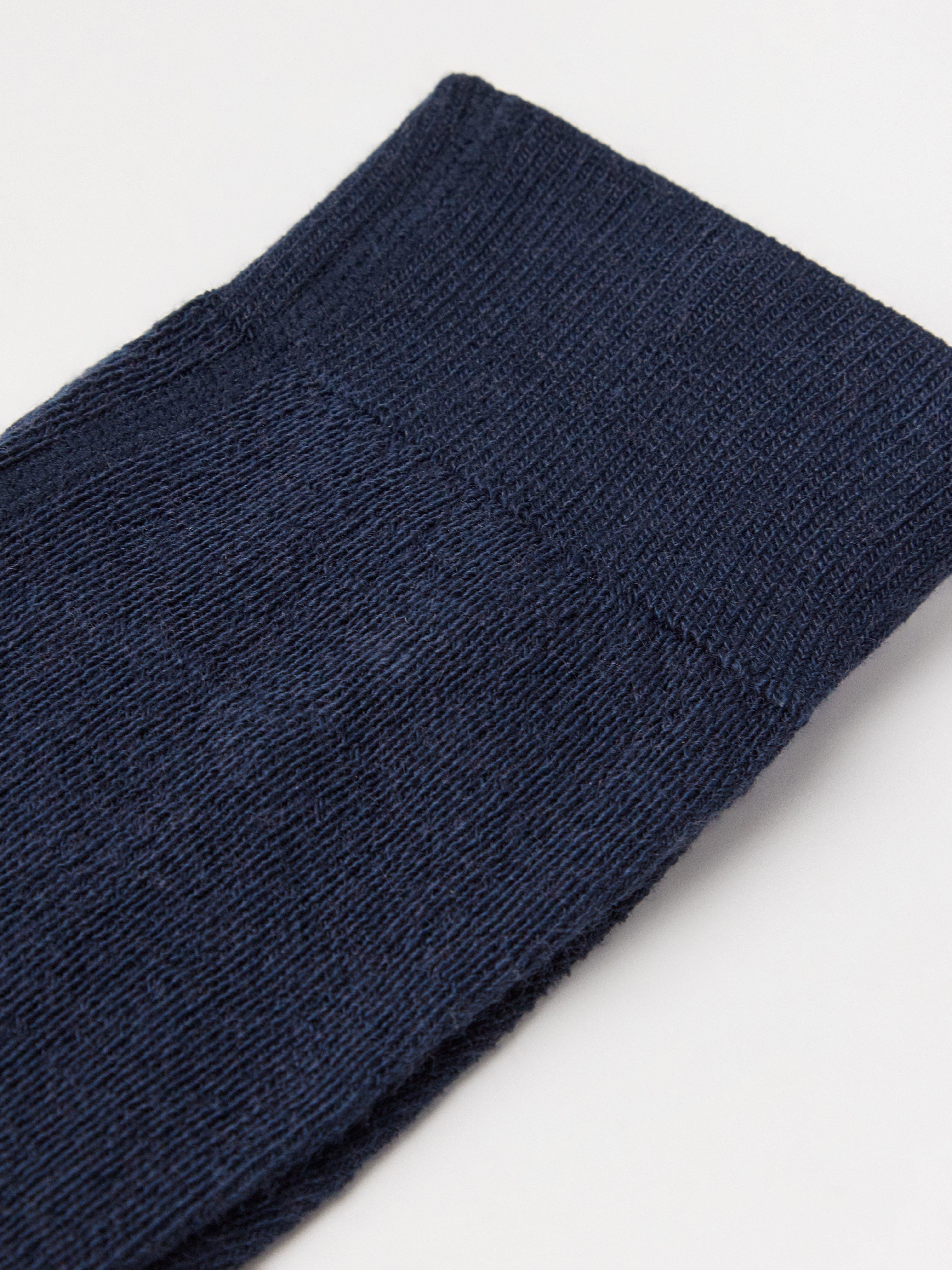 Meia-calça em mistura de lã merino azul-marinho escuro