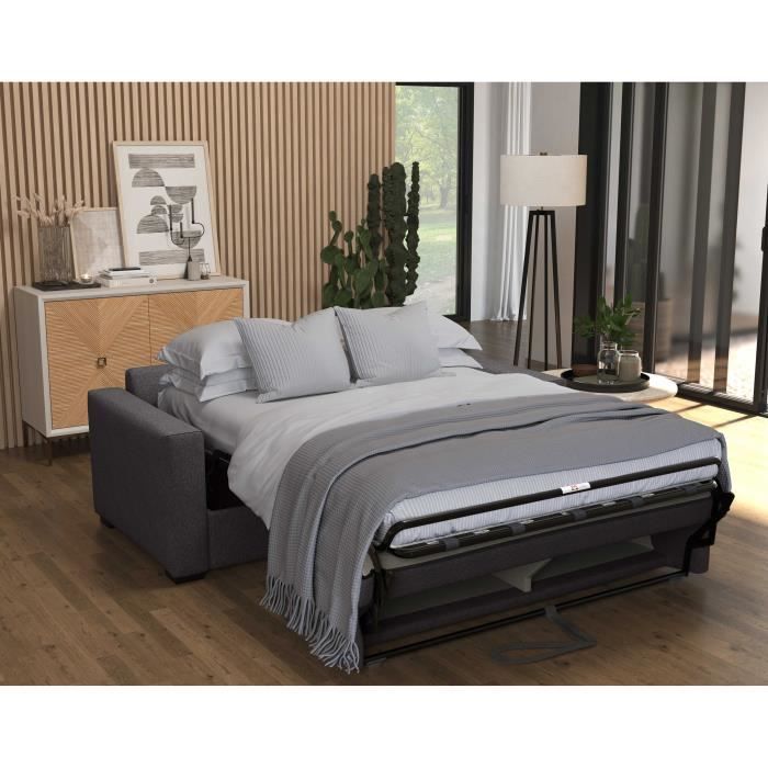 Express-Schlafsofa - MARIUS - Anthrazitfarbener Stoff - 14 cm Matratze - 190 x 100 x 87 cm