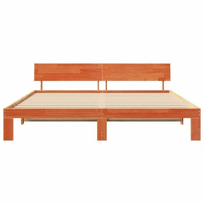 Cama doble CHIC para adultos - Estructura de cama de 200 x 200 cm, color marrón, madera maciza de pino #Sara22201