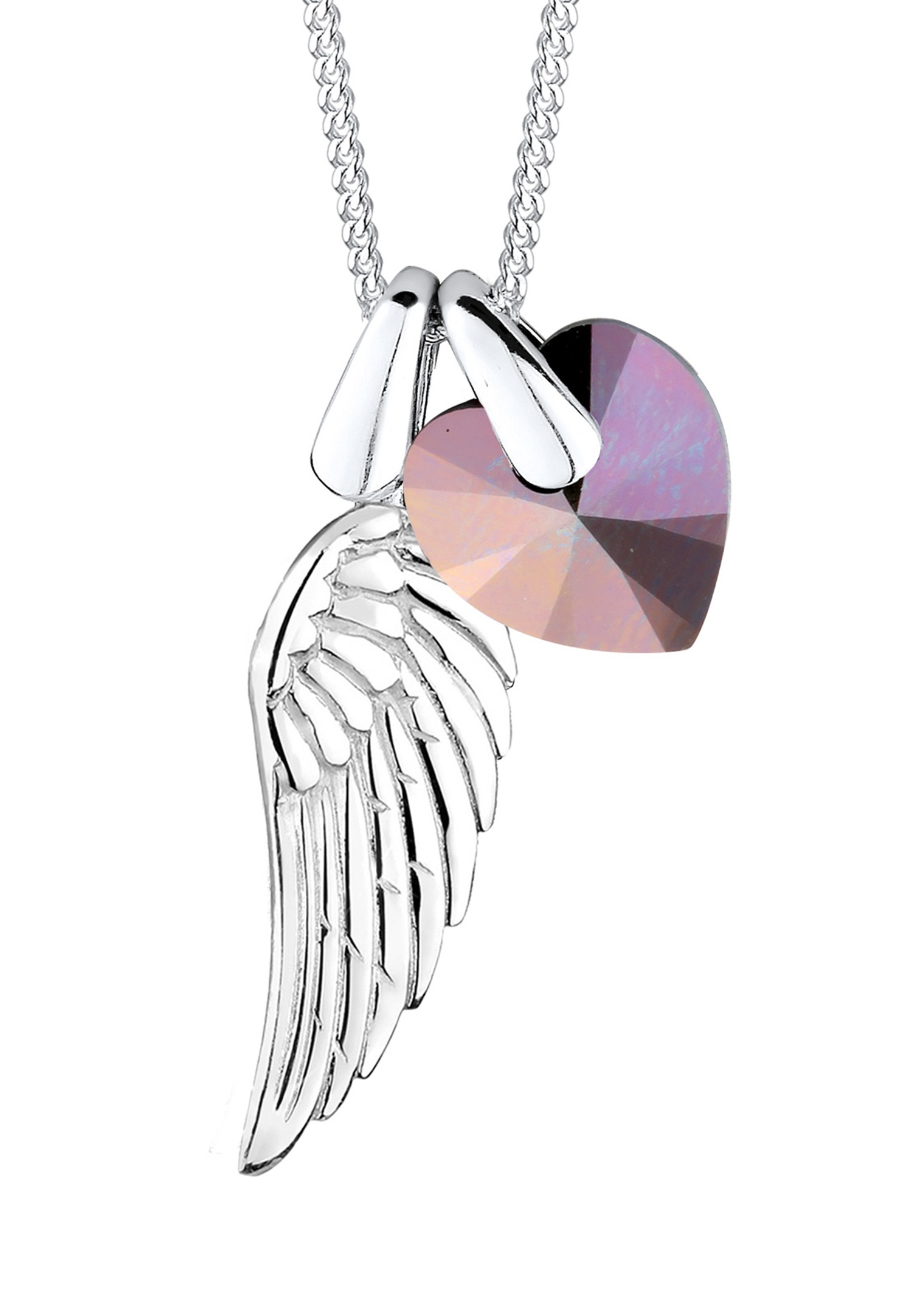 Elli Femme Pendentif Coeur Aile de Précieux Cristal en Argent Sterling 925