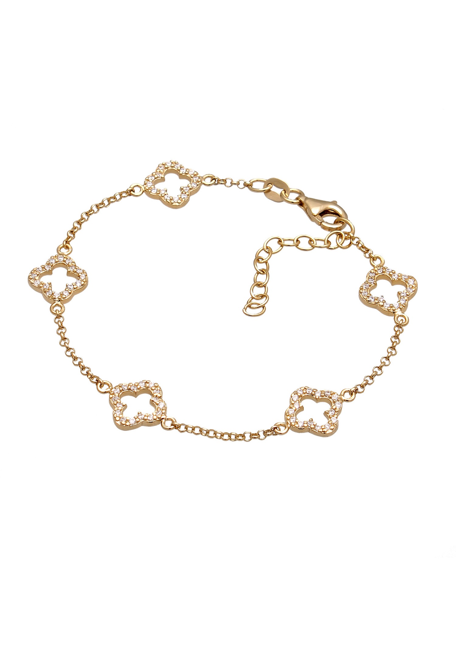 Elli Elli Bracelet avec Pierres Femme Fleur Chaîne Ovale Zirconia taille Diamant Blanc 925 Argent Sterling Soirée / Nouvel An