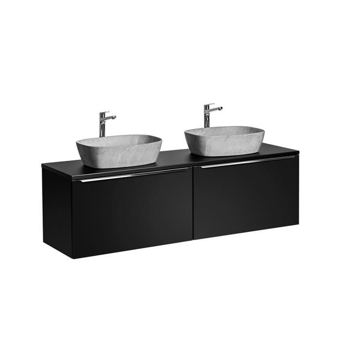 OTITEC Wastafelmeubelset - Stoer Zwart - 180 cm - Dubbele wastafel - Matzwart
