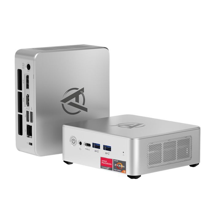 AWOW Mini-PC: AMD Ryzen 5 7430U (6 kjerner, opptil 4,3 GHz), 16 GB DDR4 RAM, 512 GB PCIe 3.0 SSD, Windows 11 Pro, Radeon-grafikk