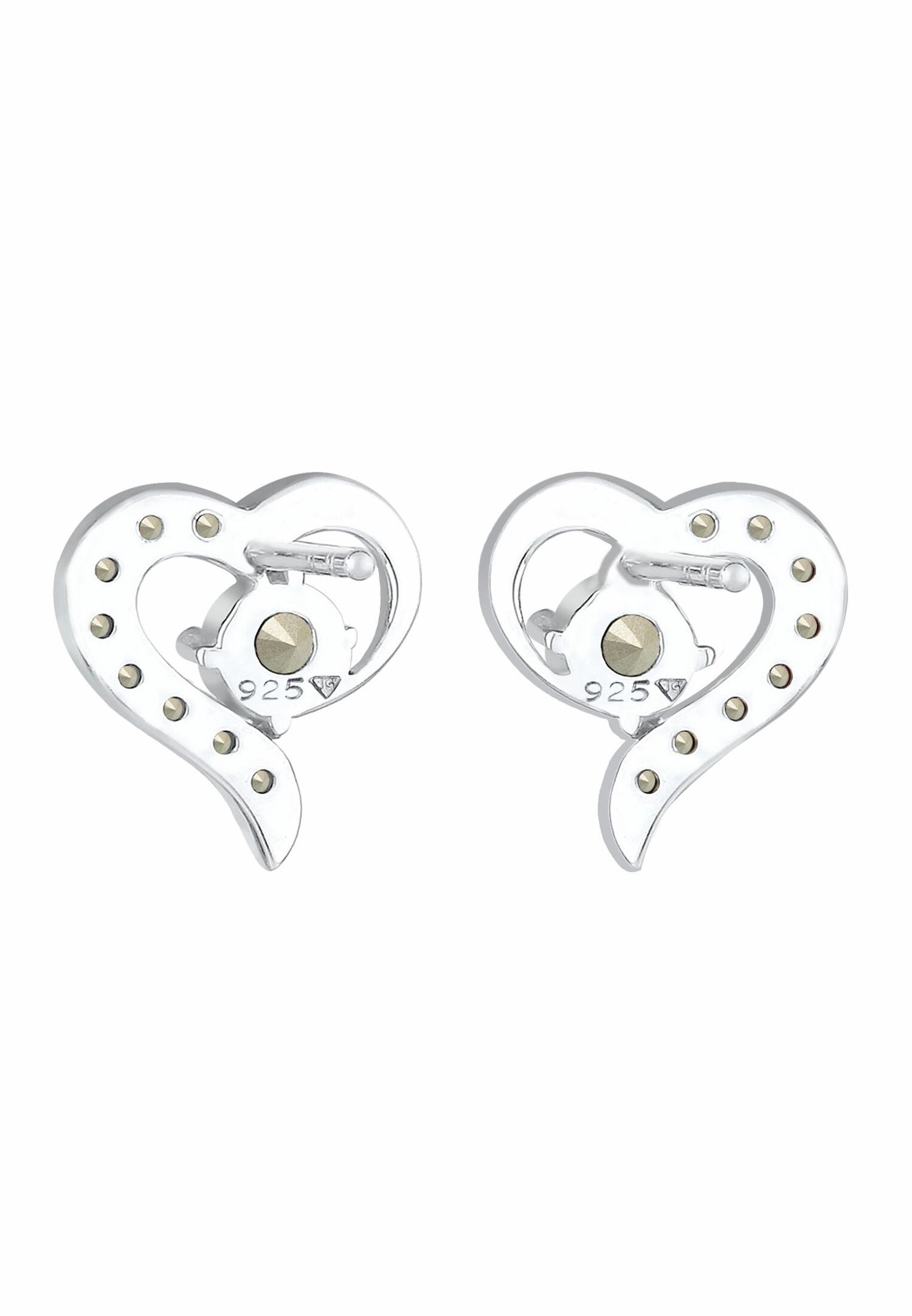 Elli Femmes Clous d'oreilles Cœur avec Cristaux en Argent Sterling 925