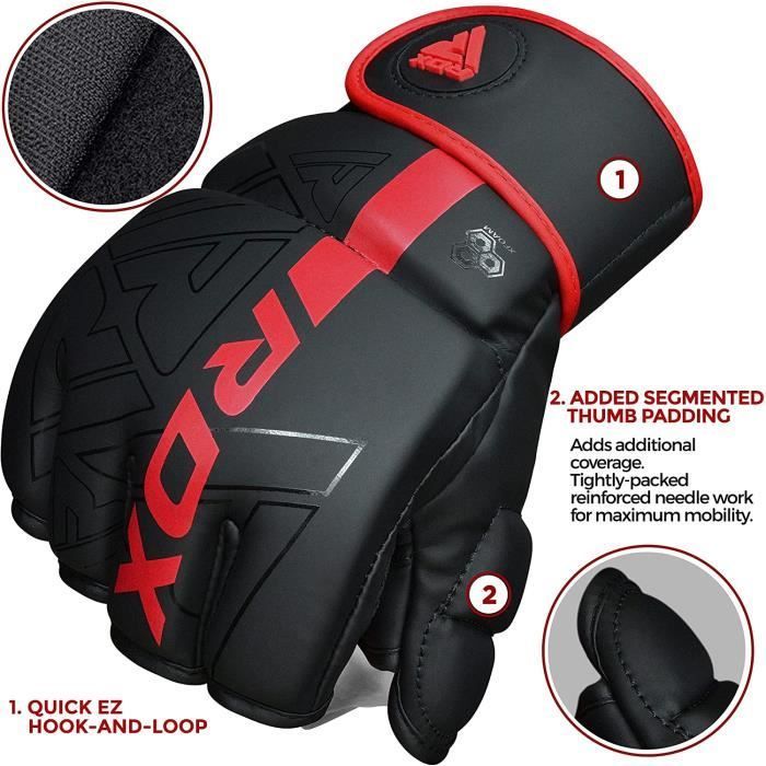 Gants MMA RDX, boxe combat gant pour le grappling, gants de Muay Thai pour le sparring, gants de combat en cage, rouge