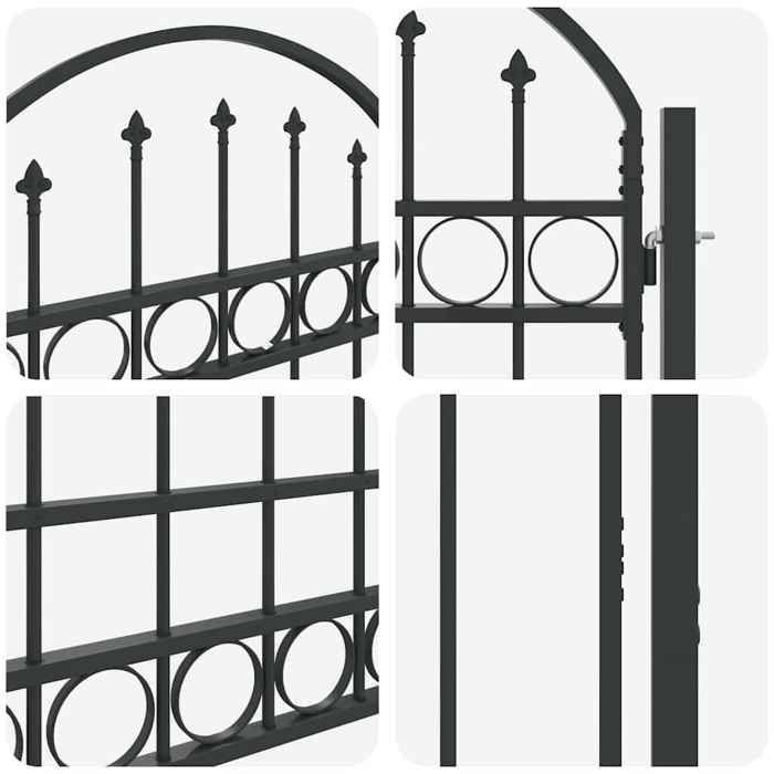 RUIG* CHIC Portail entrée Porte Jardin - KENNETH - Porte de Clôture Gris 100 x 175 cm Acier peint par poudre 371079