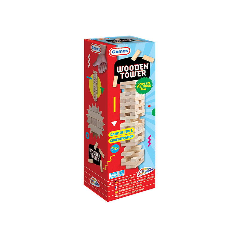 Torre de madera FunToys, 54 bloques de madera